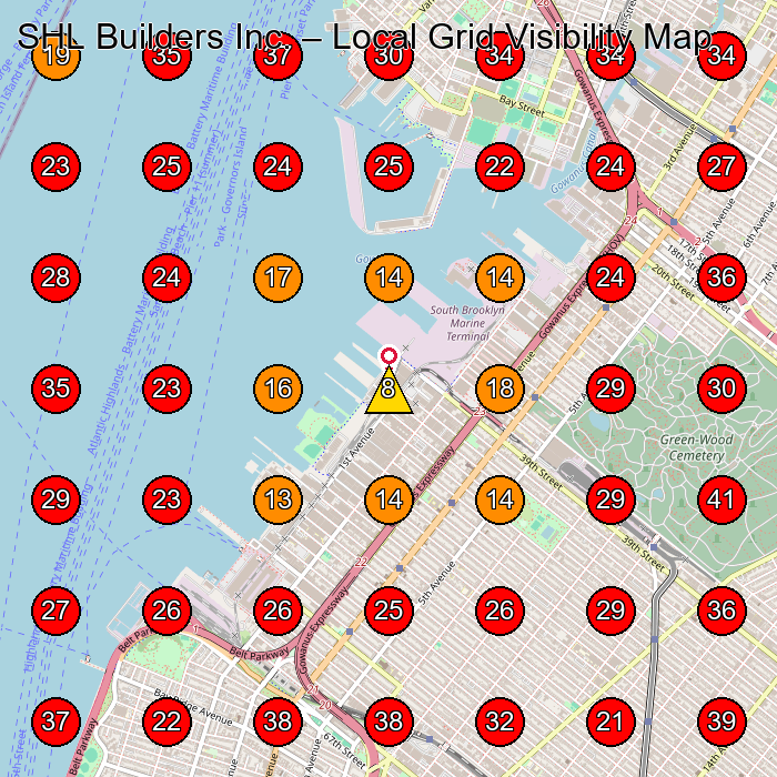 SHL Builders Inc. GeoGrid visibility map for General Contractor in Brooklyn